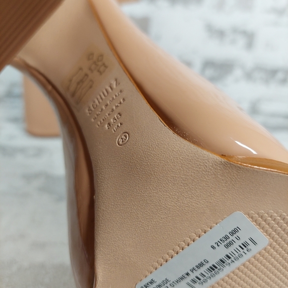 New Schutz Zayne New Pressego Tan Patent Leather Platform Mary Jane Pumps D143 - Picture 10 of 11